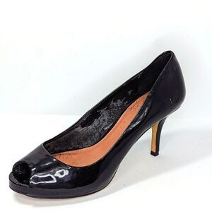 Vince Camuto Patent Peeptoe Heel Pump Black